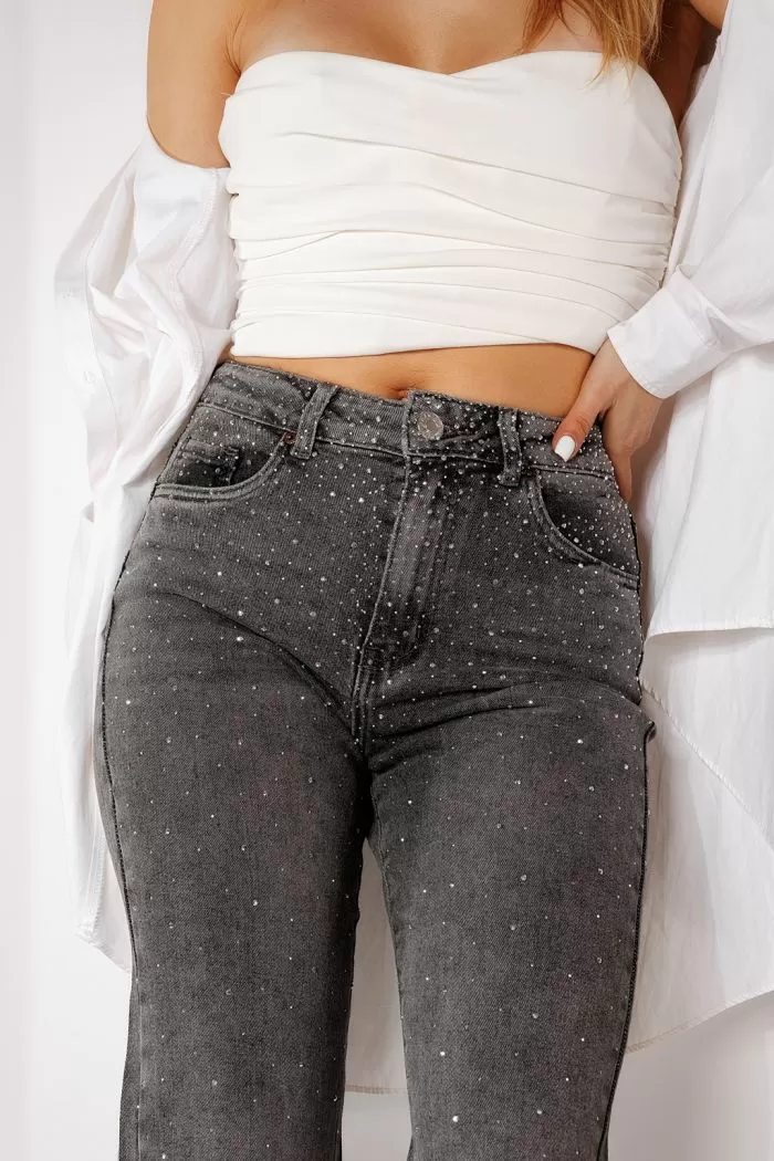 Blugi Evazati Dama Cate Gri #A698